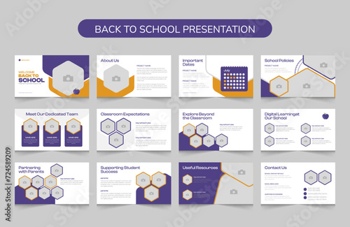 School presentation slide template design education profile kids vector, Education PowerPoint presentation slides template design