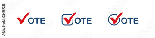 Vote vector icon. Vote. Election sign. USA presidential election 2024 Vote check mark logo. Campaign symbols. Vector illustration