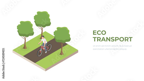 Bycycle infrastructure. Velo tracks, bicycling. Eco transport bike isometry 3d
