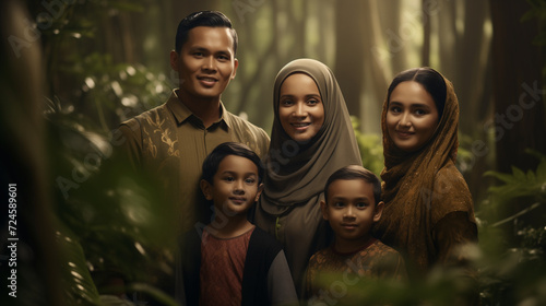 portrait of family in the forest