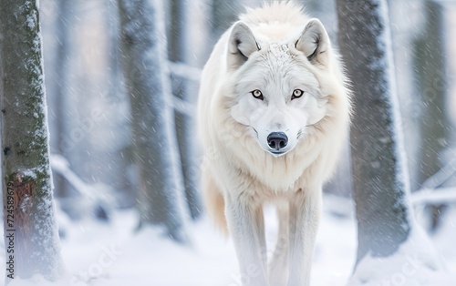 Majestic Arctic Wolf in the Forest