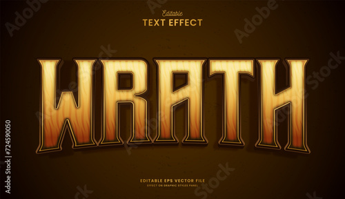 decorative editable golden wrath text effect vector design