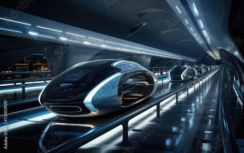 Futuristic Hyperloop Inside Sleek Tunnels
