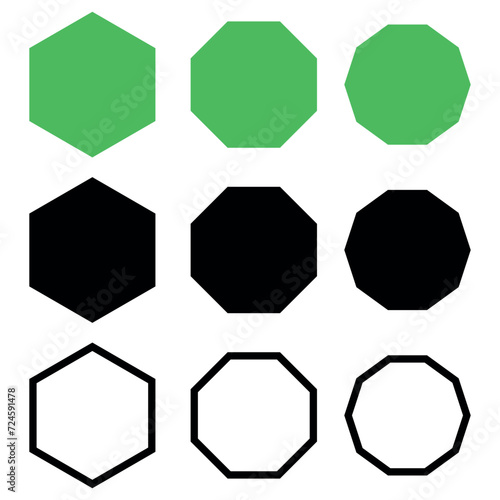 Hexagons in flat glyph and outline