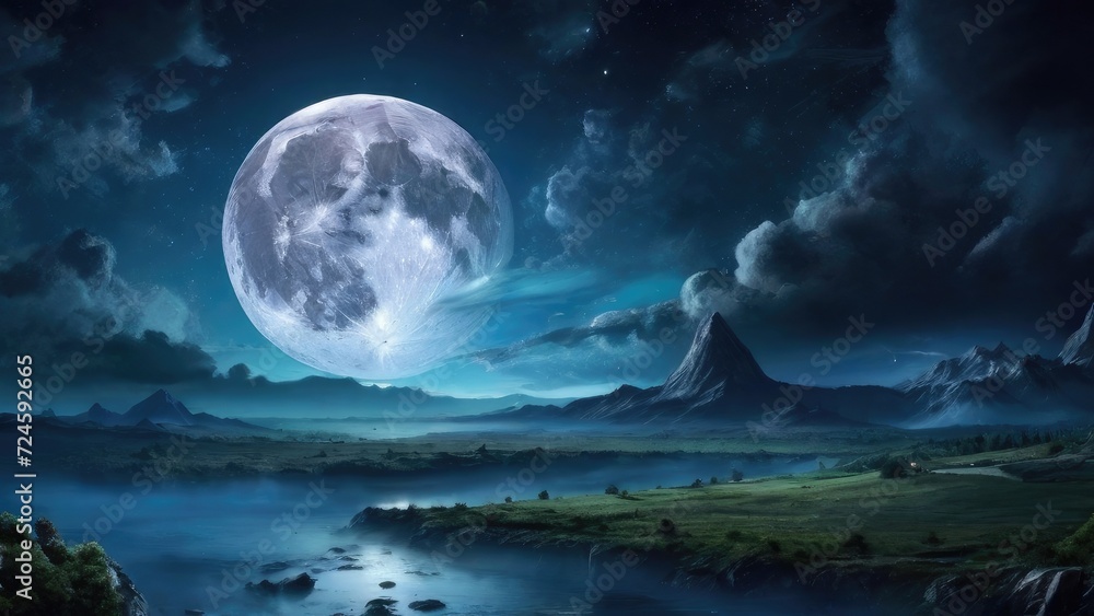 Fototapeta premium landscape with moon