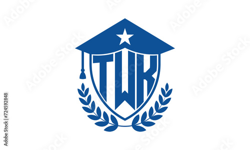 TWK three letter iconic academic logo design vector template. monogram, abstract, school, college, university, graduation cap symbol logo, shield, model, institute, educational, coaching canter, tech photo