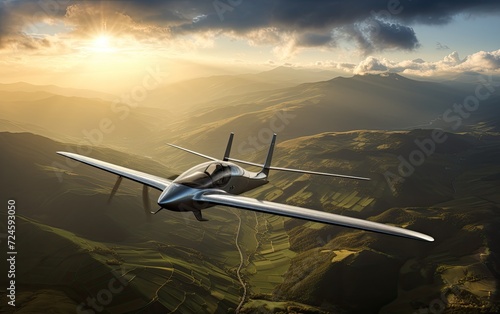 Glider Soars Above Rolling Landscapes