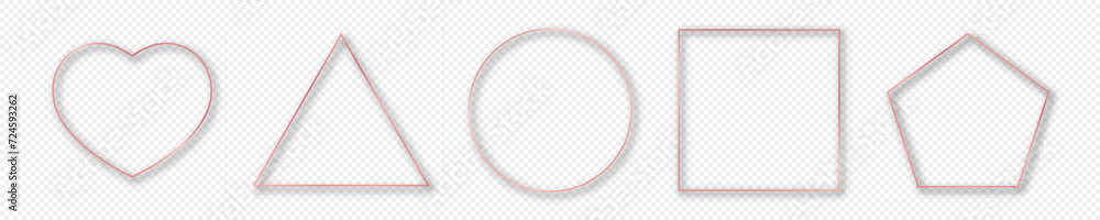 Rose gold glowing different geometric shape frame Rose gold glowing different geometric shape frame