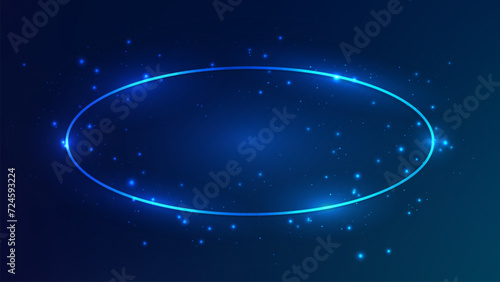 Neon oval frame with shining effects with shining effects and sparkles