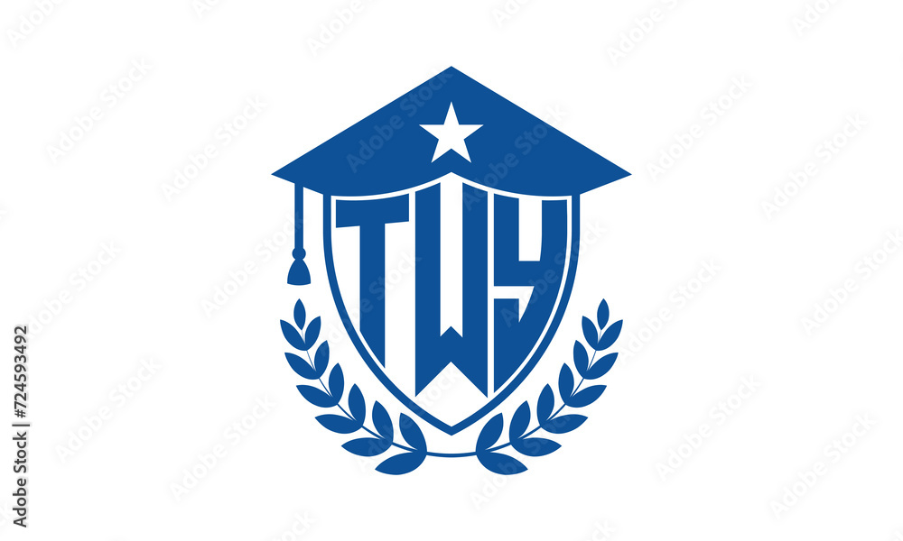 TWY three letter iconic academic logo design vector template. monogram, abstract, school, college, university, graduation cap symbol logo, shield, model, institute, educational, coaching canter, tech TWY three letter iconic academic logo design vector template. monogram, abstract, school, college, university, graduation cap symbol logo, shield, model, institute, educational, coaching canter, tech