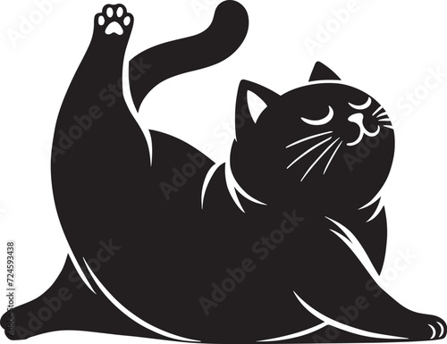 Yoga Cats, Chubby Cat, Cute Cat, Cat Silhouette, Cat Yoga, Funny Cat Yoga, Kitty, Pet