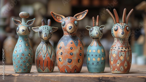 Decorative ceramic animal figurines in various patterns
