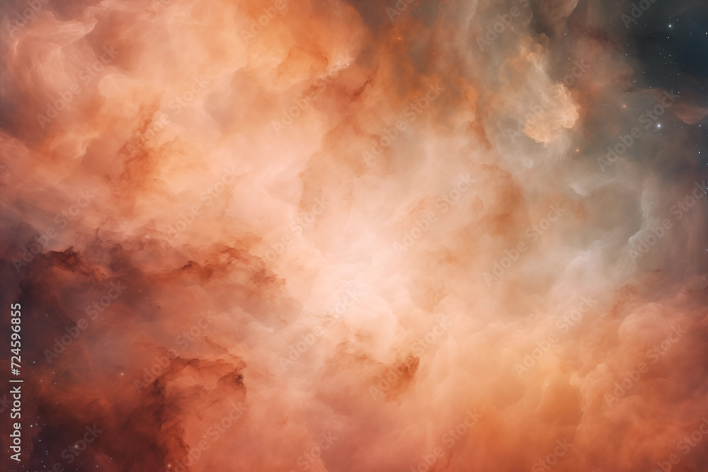 Cosmic space and stars, orange colored cosmic abstract background, science fiction wallpaper.