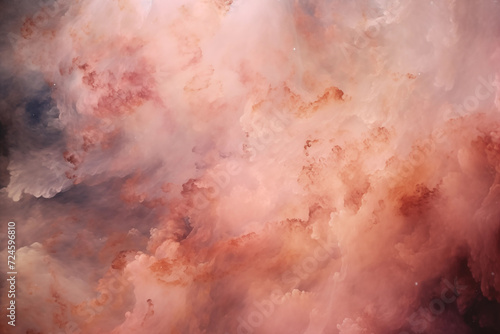 Fantasy space background. Nebulas pattern in peach fuzz color of 2024