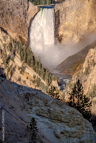 Lower Falls in Yellowstone Grand Canyon seen from Artist Point. Yellowstone National Park, Wyoming, USA