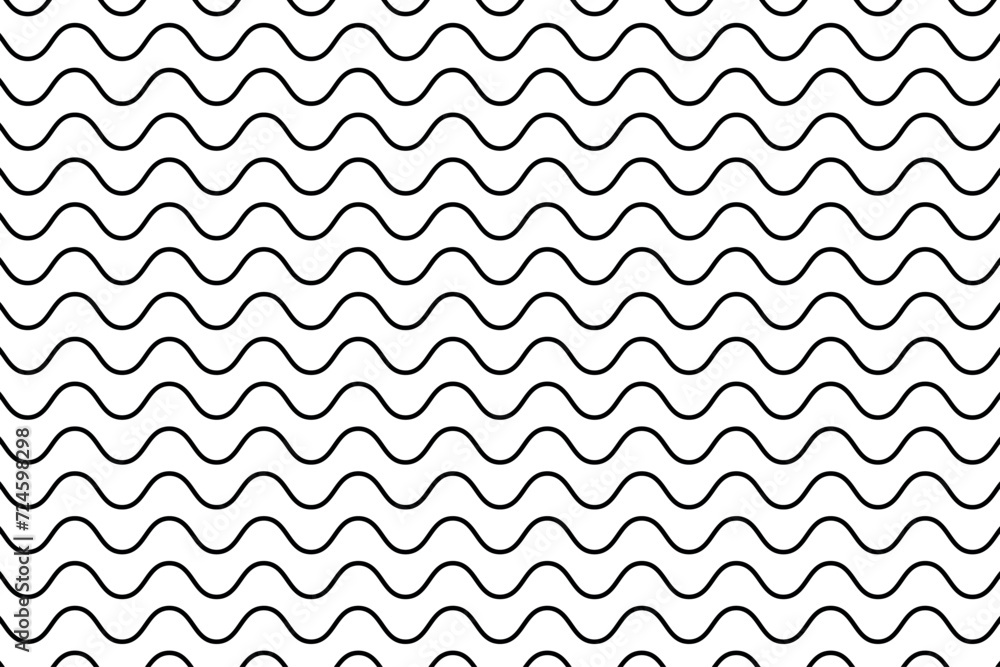 Wavy black lines background with circles