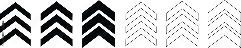 Chevron arrow icons set. Blend effect collections. Black angular vector ...