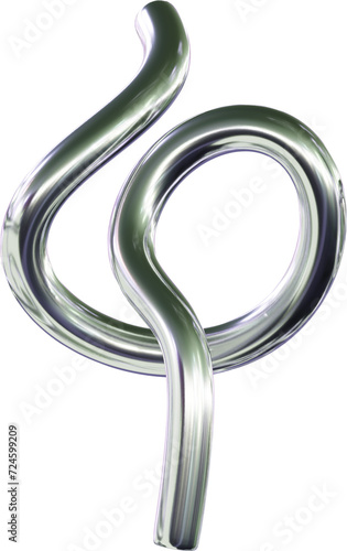 3D Y2K Abstract Silver Chrome Metalic