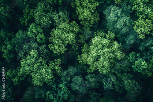 Aerial view of dense green forest canopy