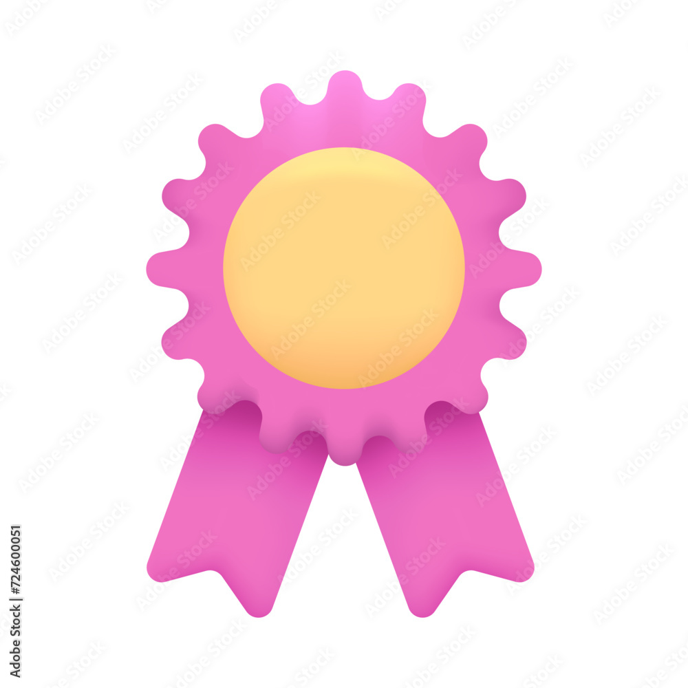 Winner Medal with Ribbon Icon. Cartoon Minimal Style. Trendy 3d Vector Realistic Illustration. Winner Medal with Ribbon Icon. Cartoon Minimal Style. Trendy 3d Vector Realistic Illustration.