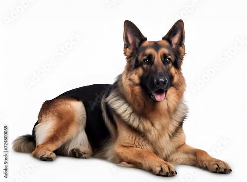 German shepherd sitting and panting  isolated on white