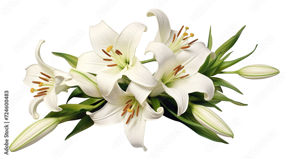 Elegant blooming lilies with buds, cut out Elegant blooming lilies with buds, cut out