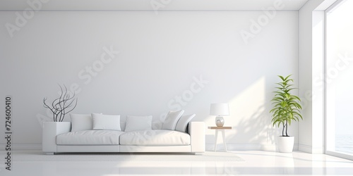 Simplistic white living area.