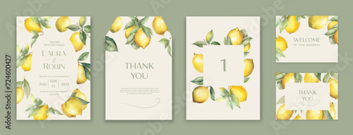Wedding Invitation Card Design, LEMON branches and fruits Wedding Invite
