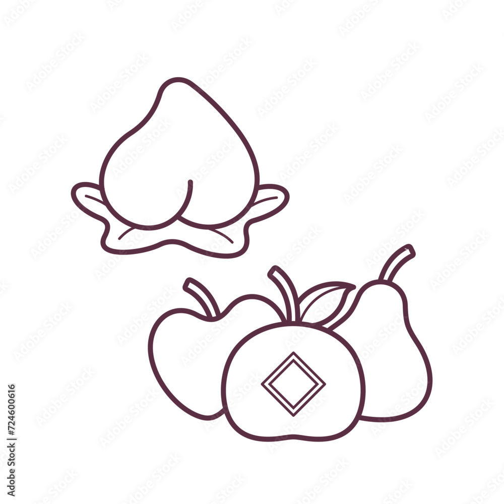 Chinese Lunar New Year simple cartoon decoration line art design outline vector