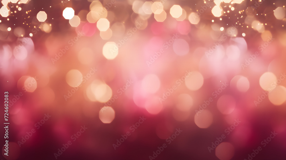 Glowing Elegance: Golden Bokeh Cast on a Rich Dark Pink Background