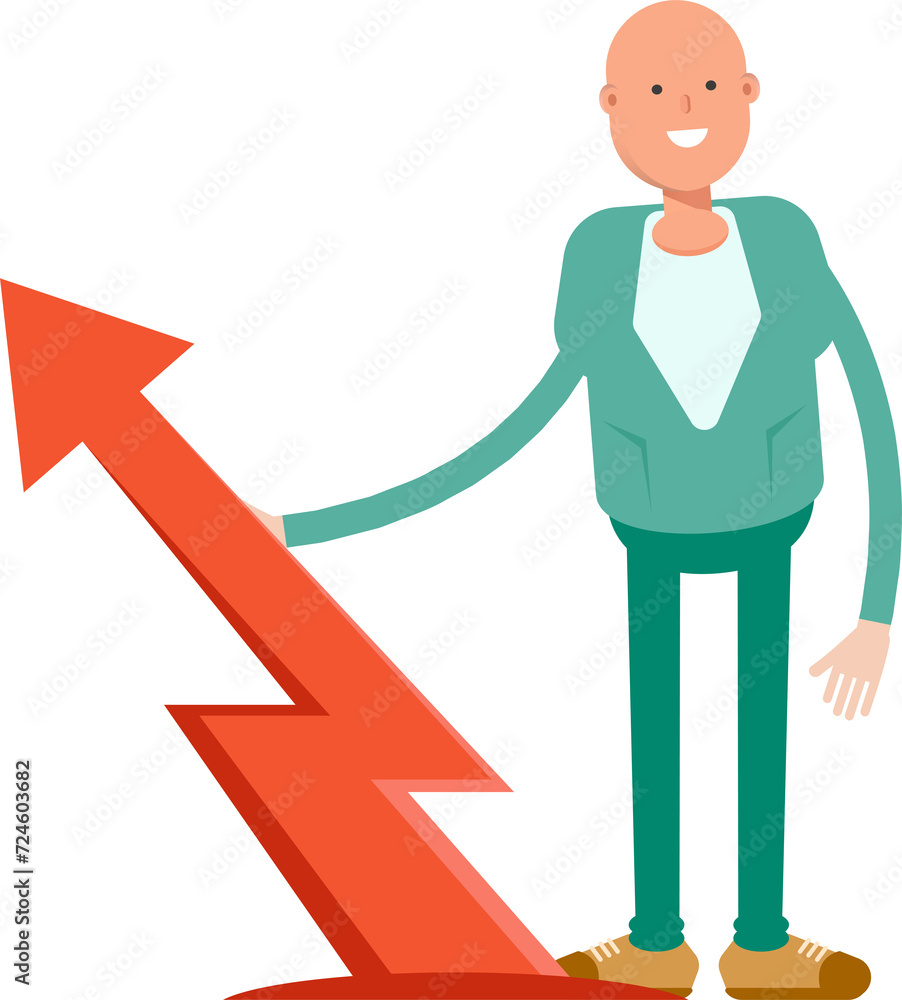 Bald Businessman Character and Arrow Chart
Bald Businessman Character and Arrow Chart