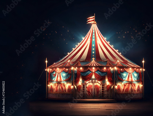 Nighttime Circus Tent Crafte joyous outdoor magicial festival celebration ai generative