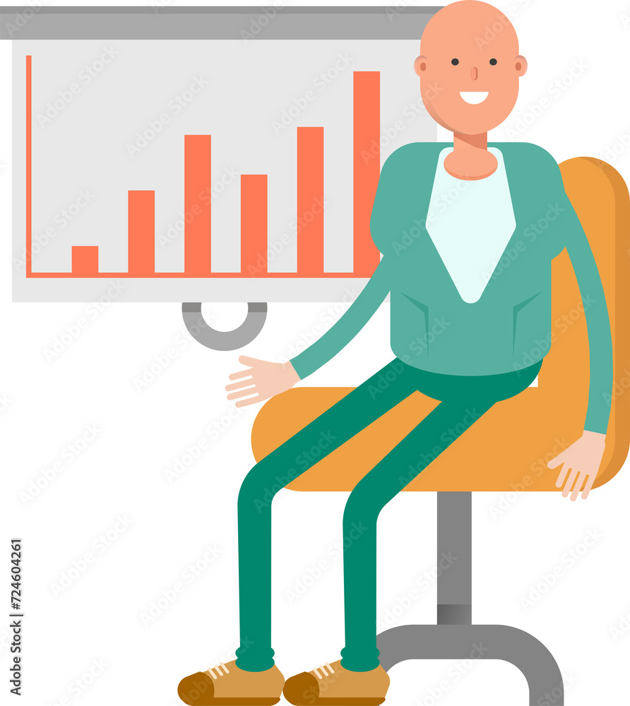 Bald Businessman Character Presenting Bar Chart
Bald Businessman Character Presenting Bar Chart