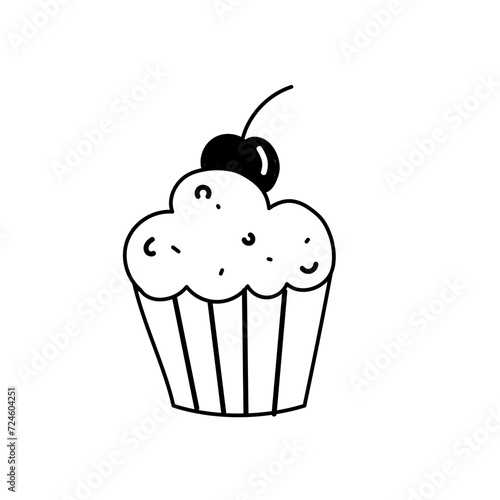 parapluie doodle mignon noir