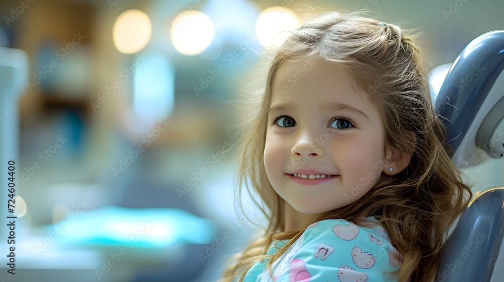 Portrait of smiling little girl at dental clinic. Dental treatment. Portrait of smiling little girl at dental clinic. Dental treatment.