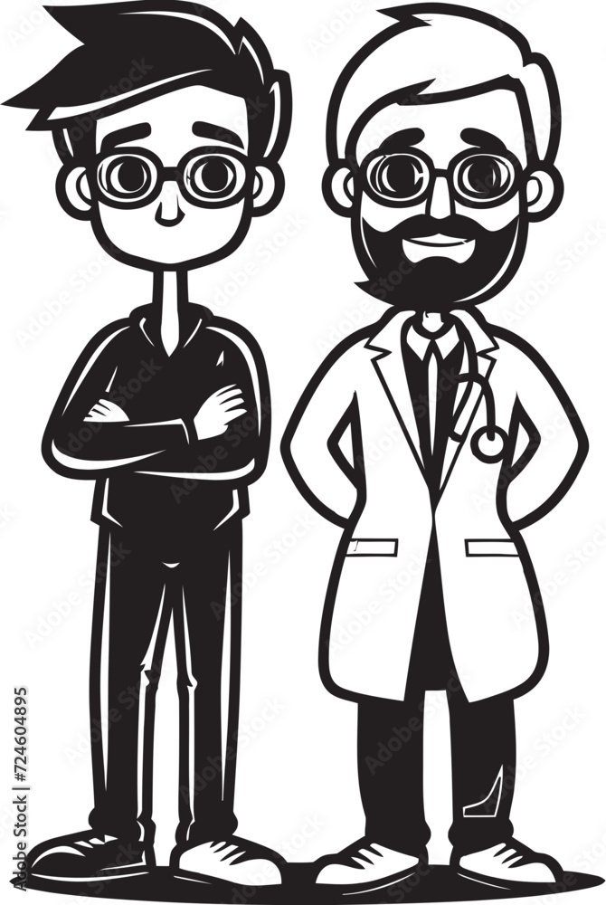 Empathy Illustrated Doctors Connection with Patients Represented in Black Vector Art Healing Harmony Doctors Synergy with Patients Captured in Black Color Vector Logo