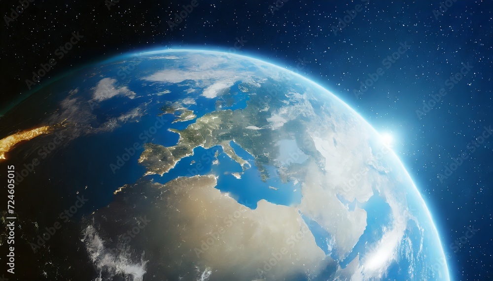 planet earth from the space at night 3d render