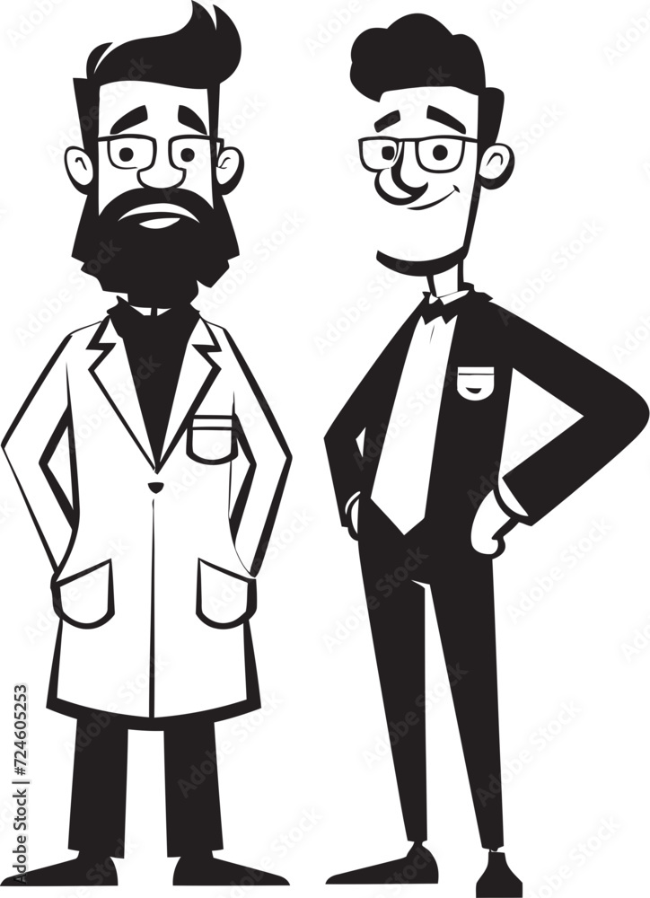 Heartfelt Healing Doctor Patient Harmony Portrayed in Black Iconic Logo Designing Compassion Doctor Patient Bonds in Black Vector Form