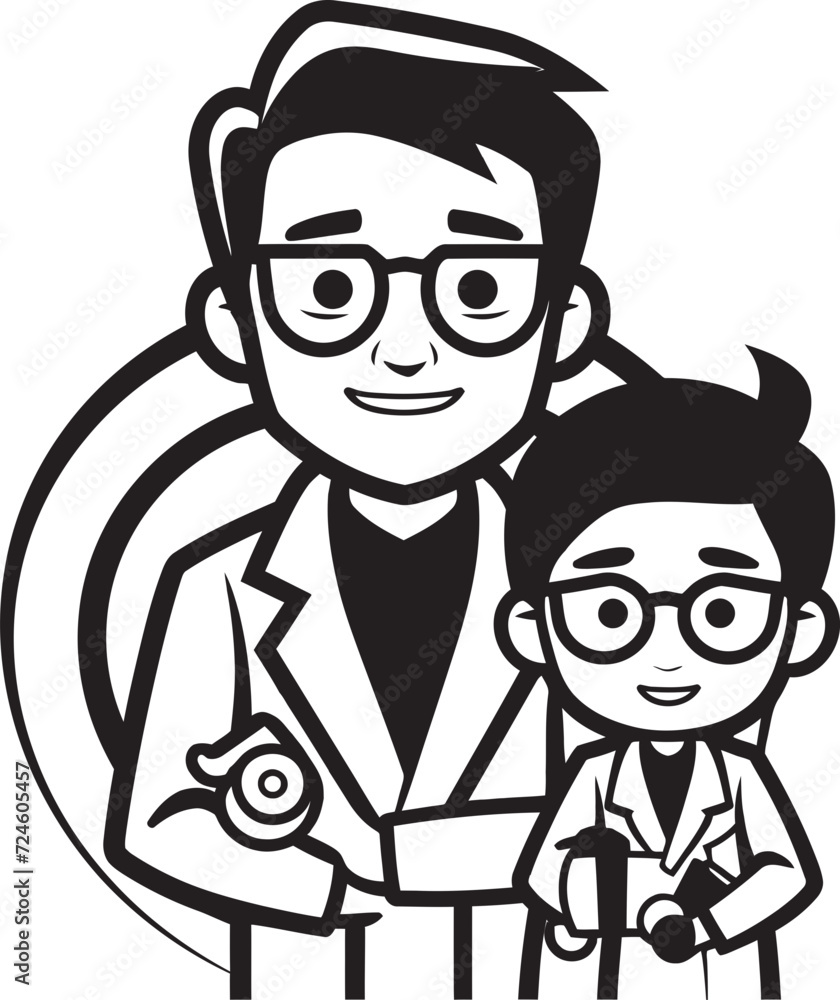 Empathetic Healing Doctors Compassionate Approach to Patients in Black Iconic Logo Connecting Care Doctors Empathy Towards Patients in Black Vector Art