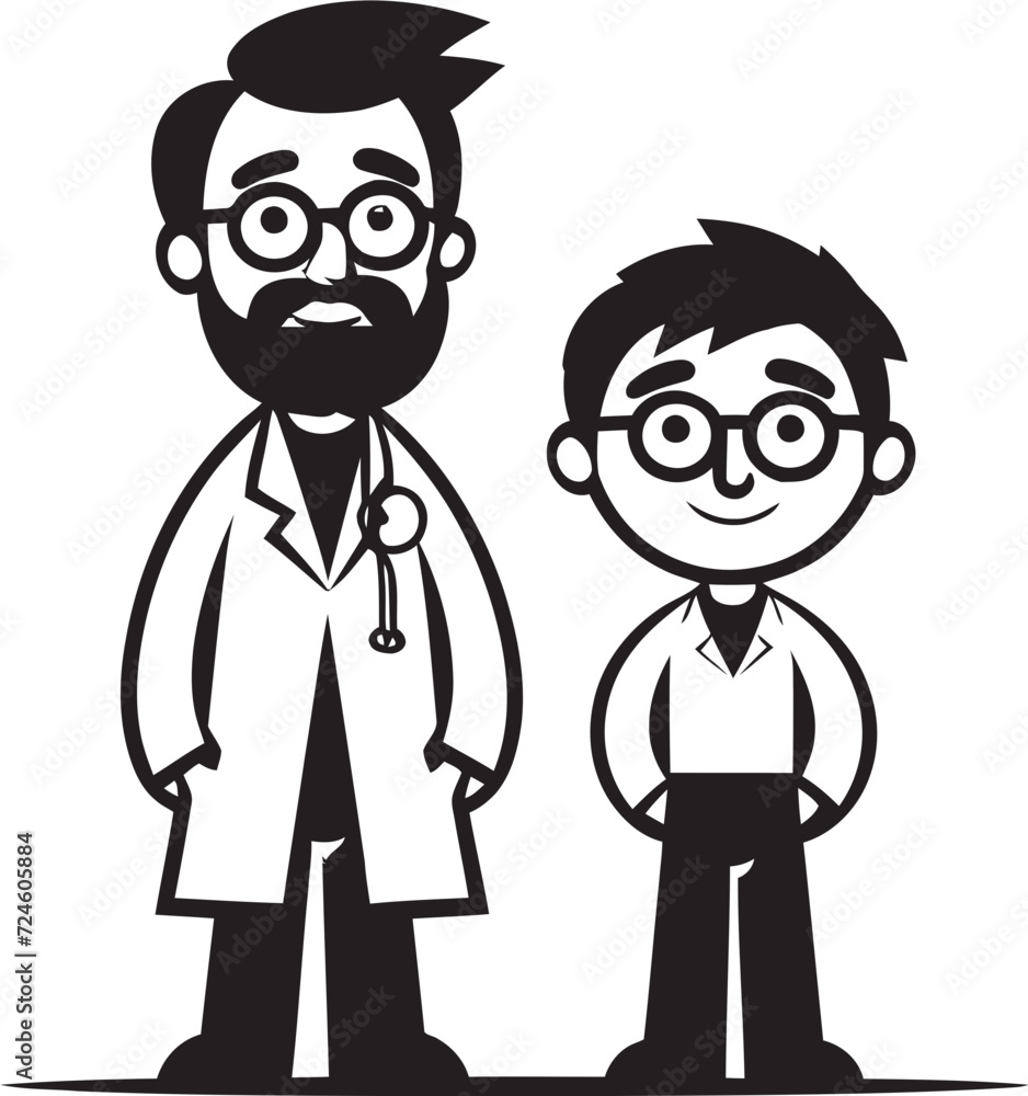 Empathetic Endeavors Doctor Patient Unity in Black Vector Form Healing Harmony Doctor Patient Bonds Illustrated in Black Iconic Imagery Empathetic Endeavors Doctor Patient Unity in Black Vector Form Healing Harmony Doctor Patient Bonds Illustrated in Black Iconic Imagery