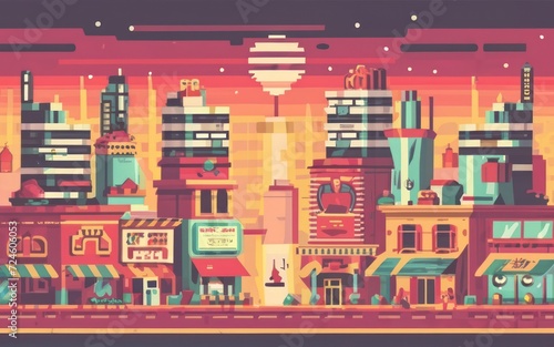 Pixel Paradise 8-Bit City Arcade Poster