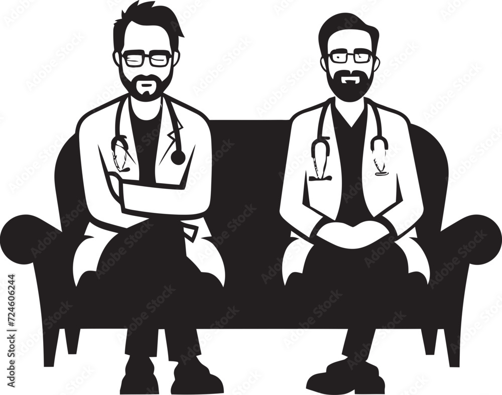 Unity in Wellness Doctors Empathy Towards Patients Illustrated in Black Iconic Design Empathetic Expressions Doctor Patient Connection Expressed in Black Vector Logo