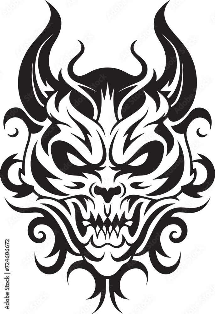 Fototapeta premium Blackened Icon Vector Sigil of Mystery Malevolent Majesty Sinister Devilhead Tattoo Vector