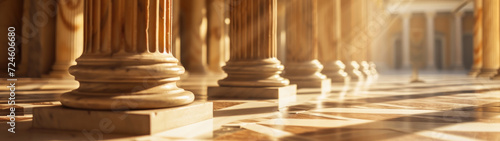 Classical columns and arches.