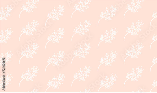 cute peach fuzz color floral pattern background with flowers and leaves