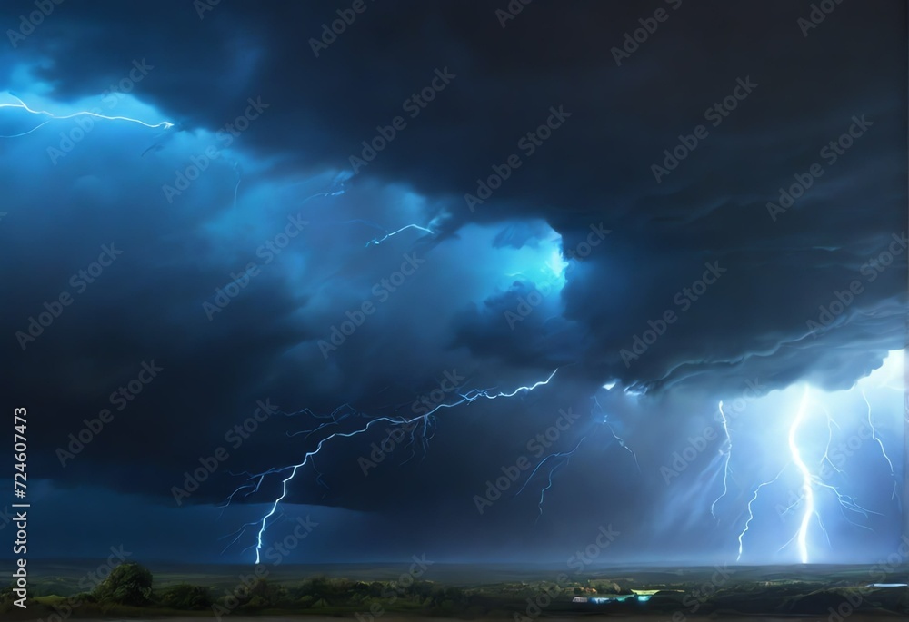 A picture of a storm with a bright blue light in the background. from Generative AI