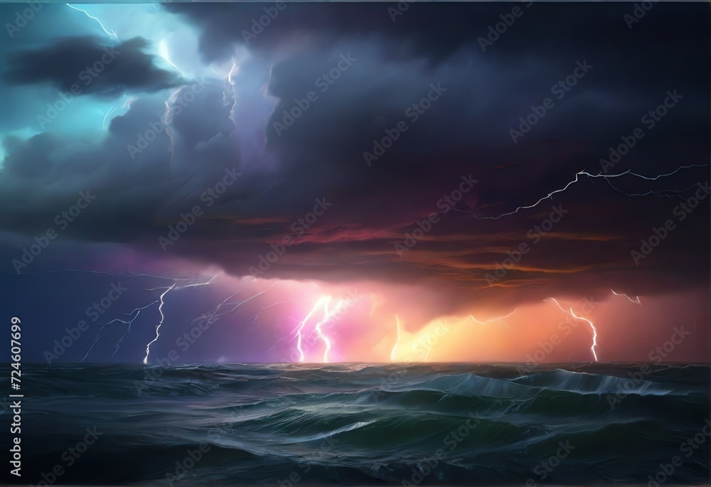 A picture of a storm with a bright colorful light in the background from Generative AI