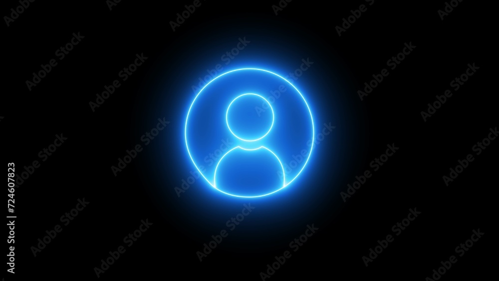 Glowing neon person sign, outline round avatar pictogram in vivid color. neon icon of user in flat style, person icon, user icon illustration. User profile login or access authentication icon. Glowing neon person sign, outline round avatar pictogram in vivid color. neon icon of user in flat style, person icon, user icon illustration. User profile login or access authentication icon.