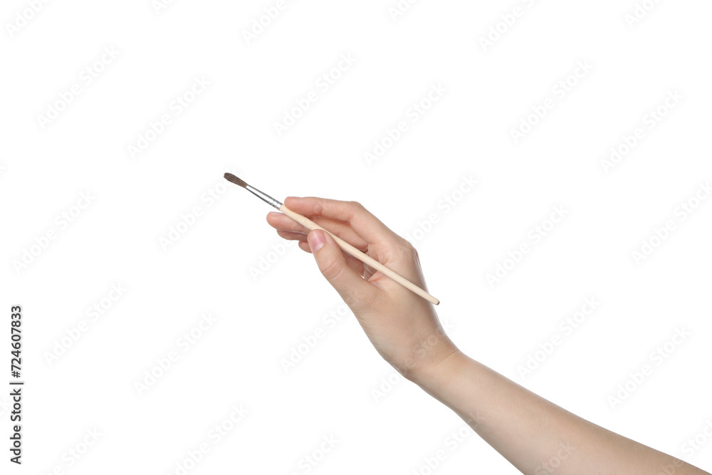 PNG,female hand holding paintbrush, isolated on white background PNG,female hand holding paintbrush, isolated on white background