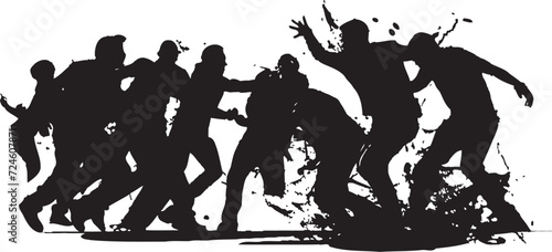 Midnight Mayhem Group Fight Logo in Vector Noir Skirmish Black Vector Brawl Emblem